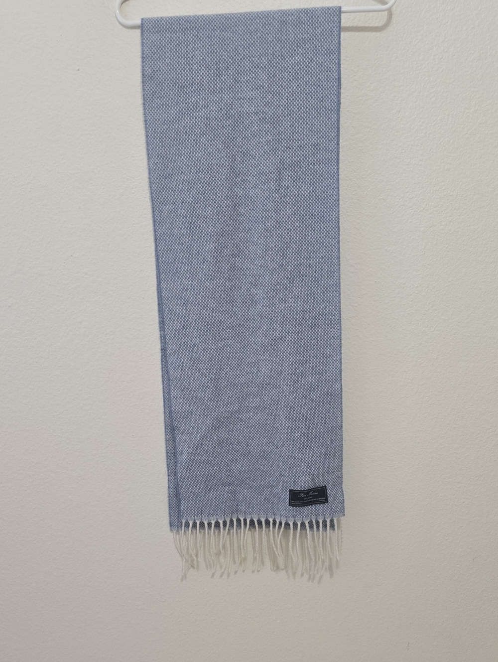 Light Blue Men's Woven Fringe Scarf